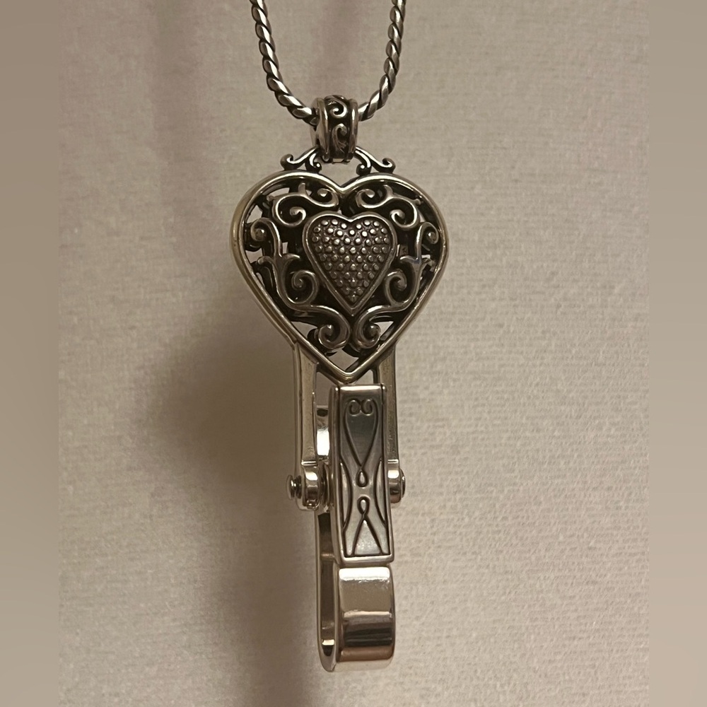 Brighton Reno Heart Badge Clip Necklace